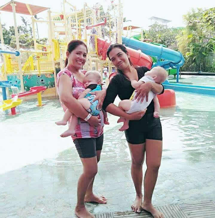 bali nanny at the pool